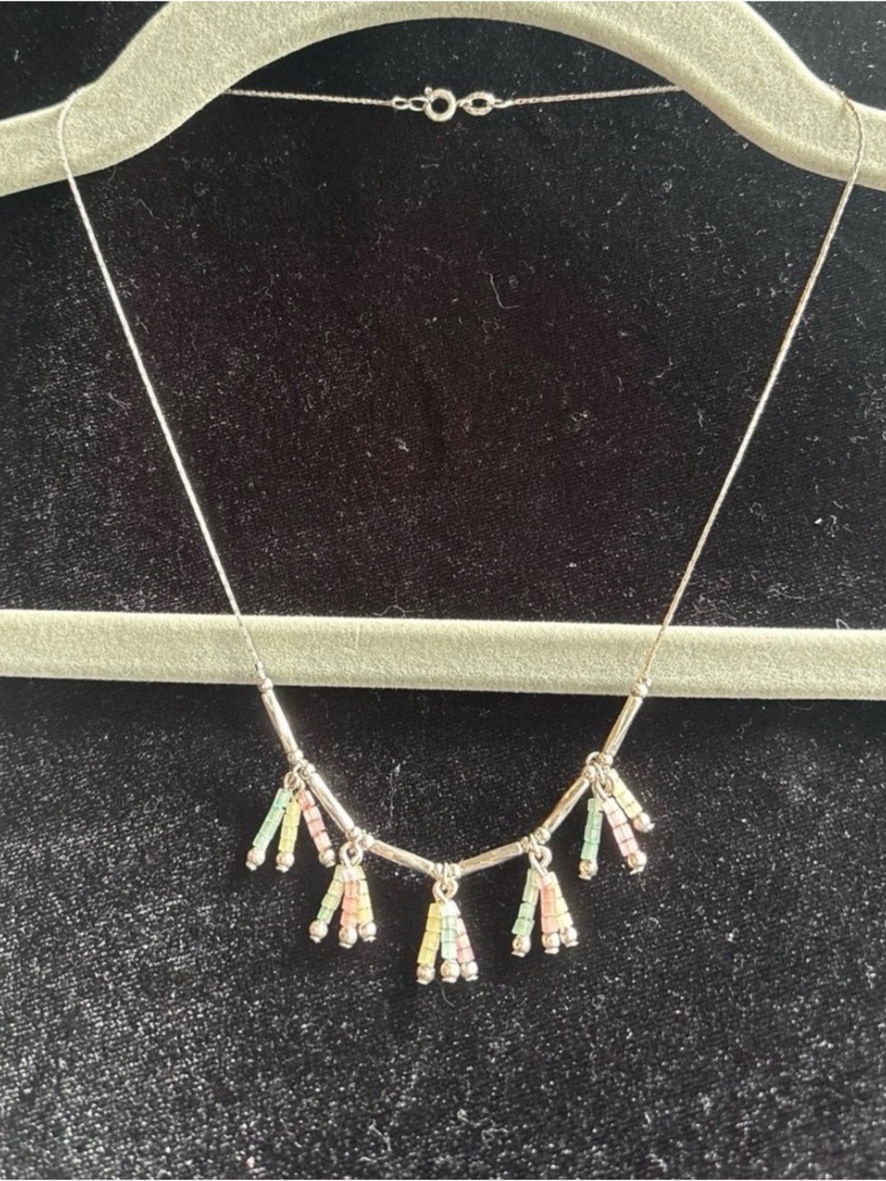 10k stamped . Necklace with Pastel Bead Tassels - Women's Jewelry